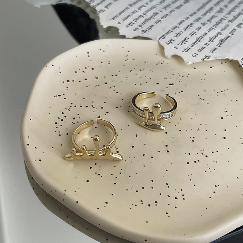 Nhẫn Hở Đính Đá Zircon Phong Cách Harajuku Thời Trang