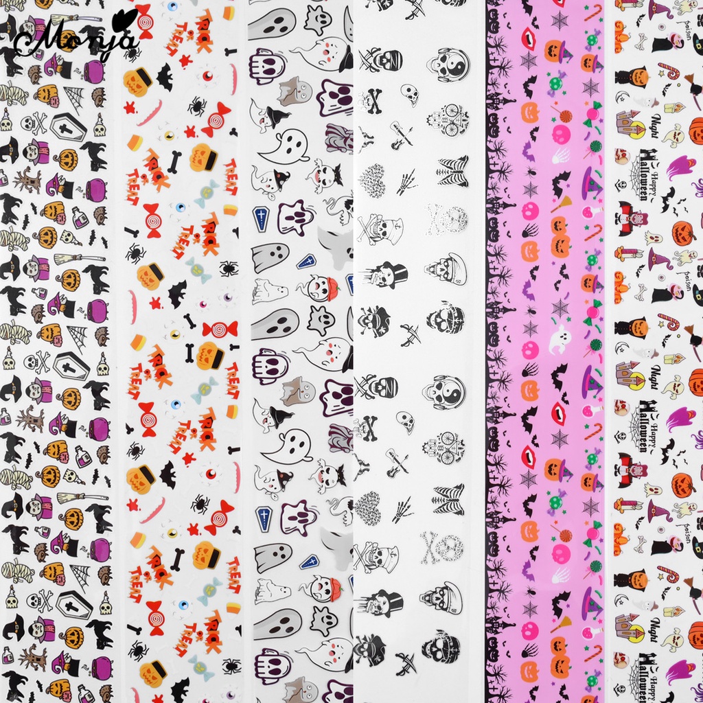 Set 10 cuộn miếng dán trang trí móng tay nghệ thuật MONJA họa tiết chủ đề halloween dạng chuyển độc đáo