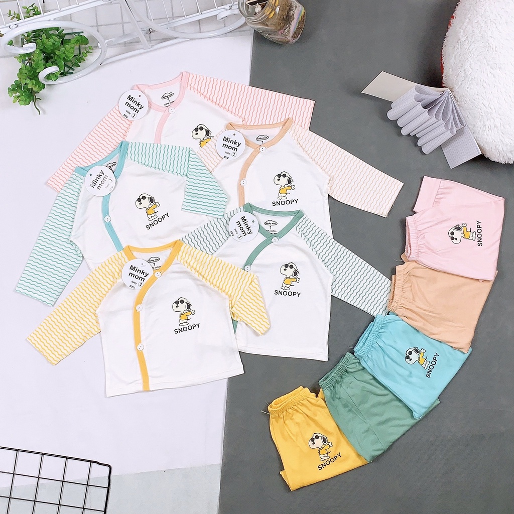 Bộ Quần Áo Sơ Sinh Cài Chéo Minky Mom