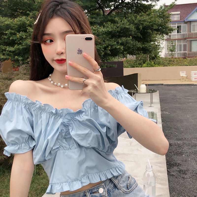Áo Trễ Vai Màu Trơn Thiết Kế Đơn Giản Thời Trang Cho Nữ