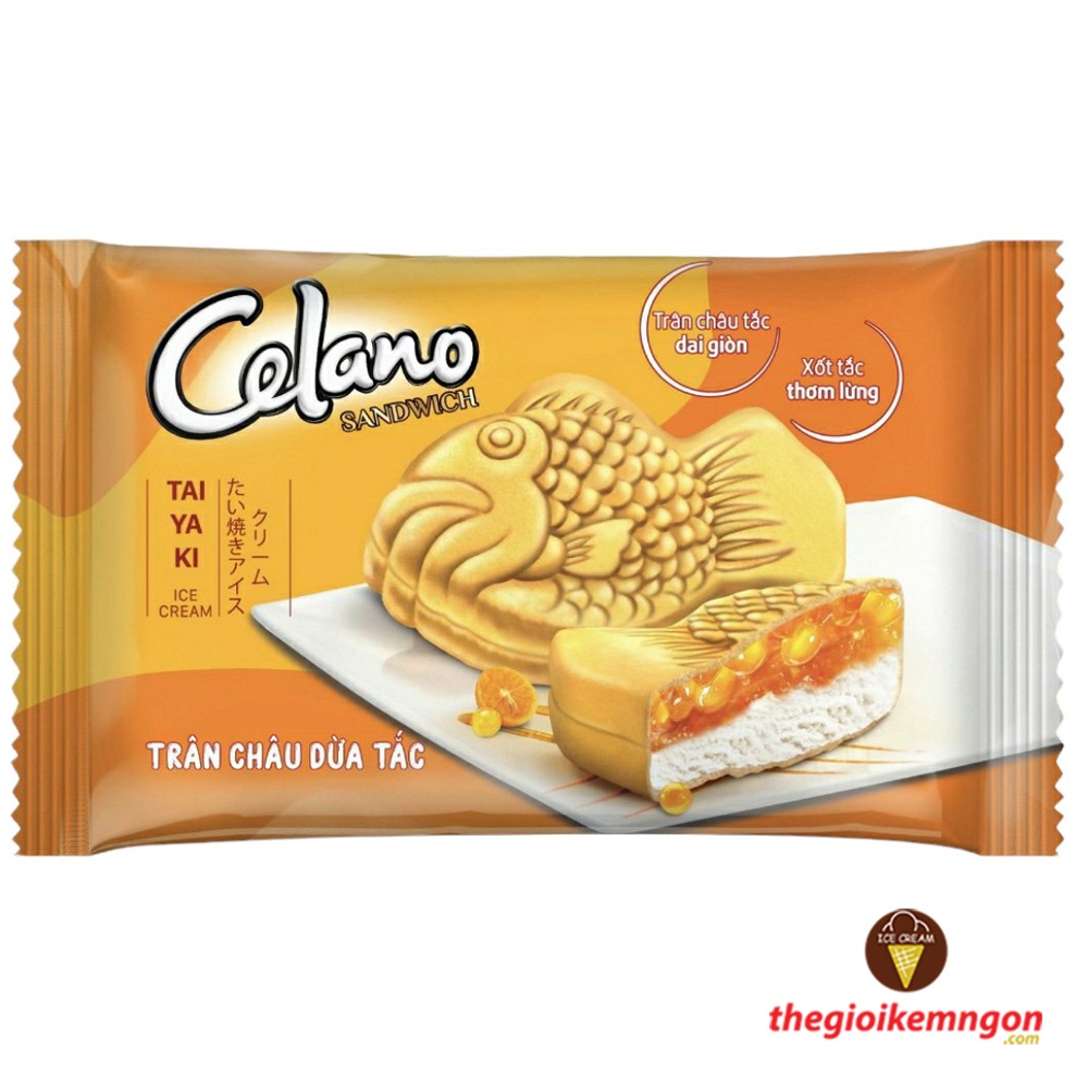 Kem bánh cá trân châu dừa tắc Celano Taiyaki Sandwich