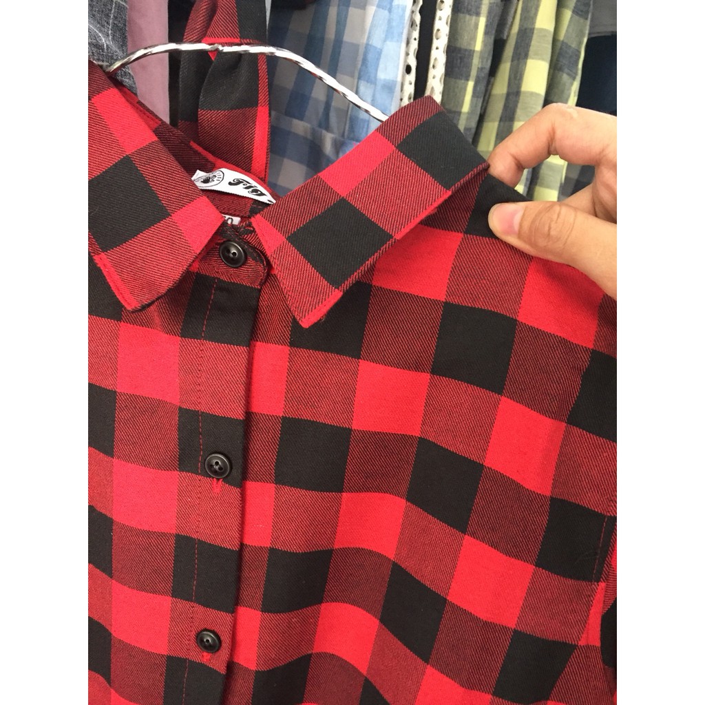 Set Áo Sơ Mi Gia Đình FIGTREE Caro Đỏ Đen Mã 122A Siêu Hot