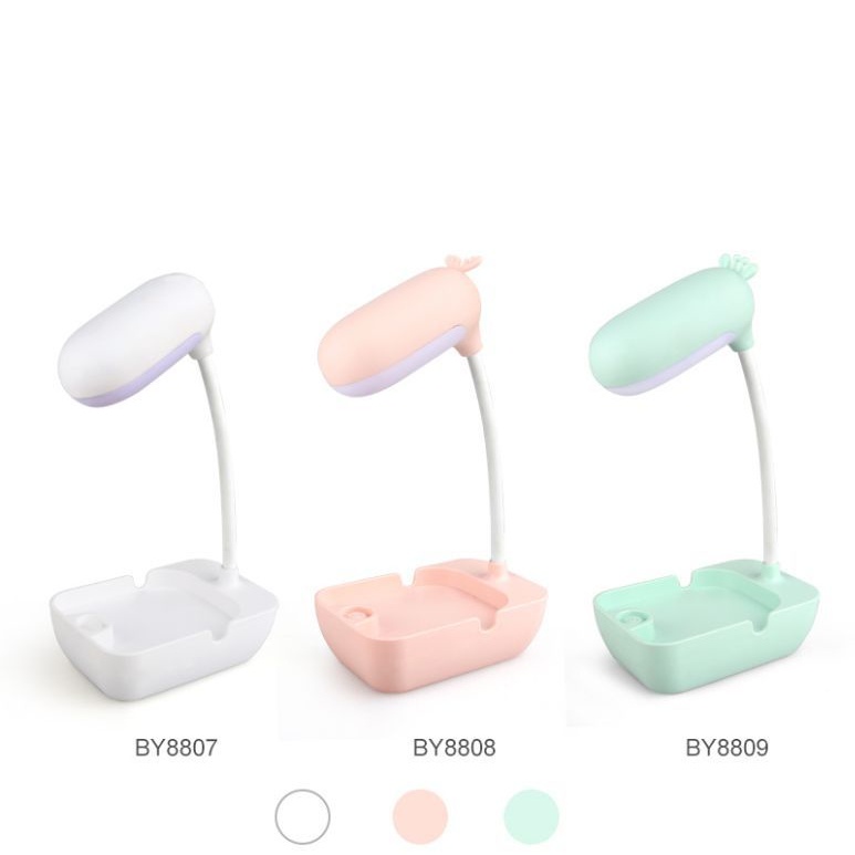 Đèn LED để bàn sạc điện bảo vệ mắt có khay đựng đồ và giá đỡ điện thoại xoay 360 độ hình mầm cây