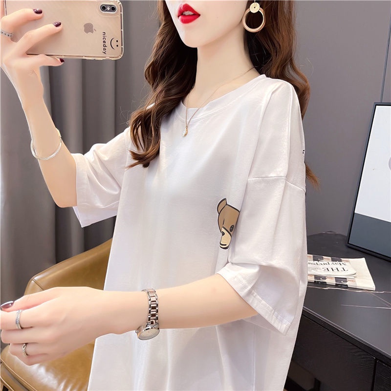 Áo phông nữ from rộng hàng may kỹ chất cotton co dãn thoáng mát size đến 70kg | BigBuy360 - bigbuy360.vn