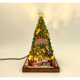 Thiệp giáng sinh cây thông 3d, bìa gỗ, đèn led, quà tặng noel, christmas tree card décor