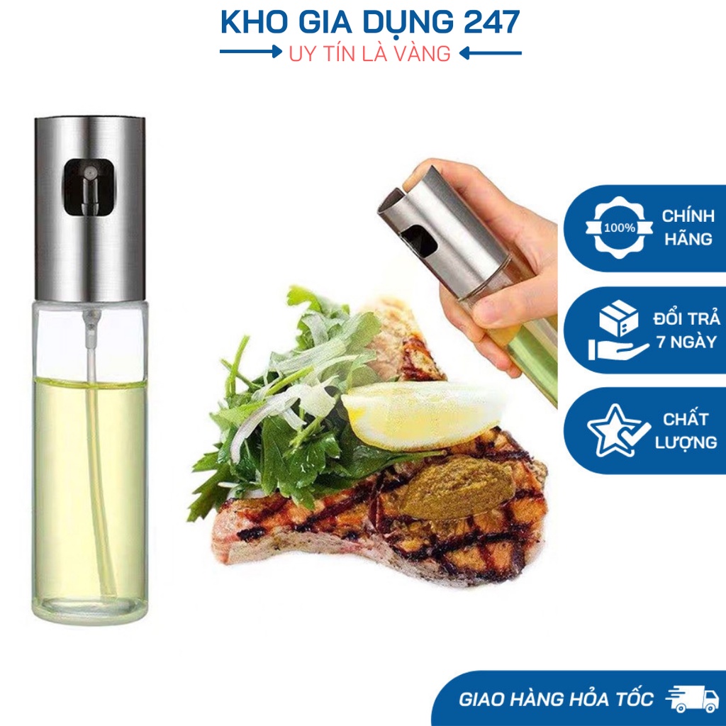 Chai Xịt Dầu Ăn Phun Sương Thủy Tinh, Tiện Lợi Hơn Cho Việc Nướng Đồ Ăn - Dung Tích 100ml