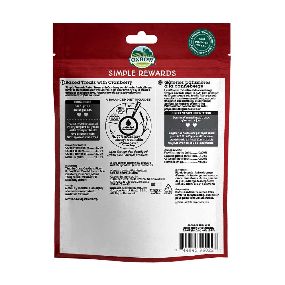 CRANBERRY TREATS OXBOW Chiết lẻ  FREE SHIP  SIMPLE REWARDS OXBOW Mài Răng Cho Thỏ, Bọ, Hamster, Chinchillas .
