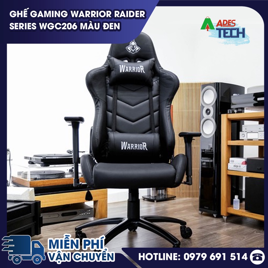Ghế Gaming WARRIOR Raider Series WGC206 Màu Đen | Bảo Hành Chính Hãng 12 Tháng