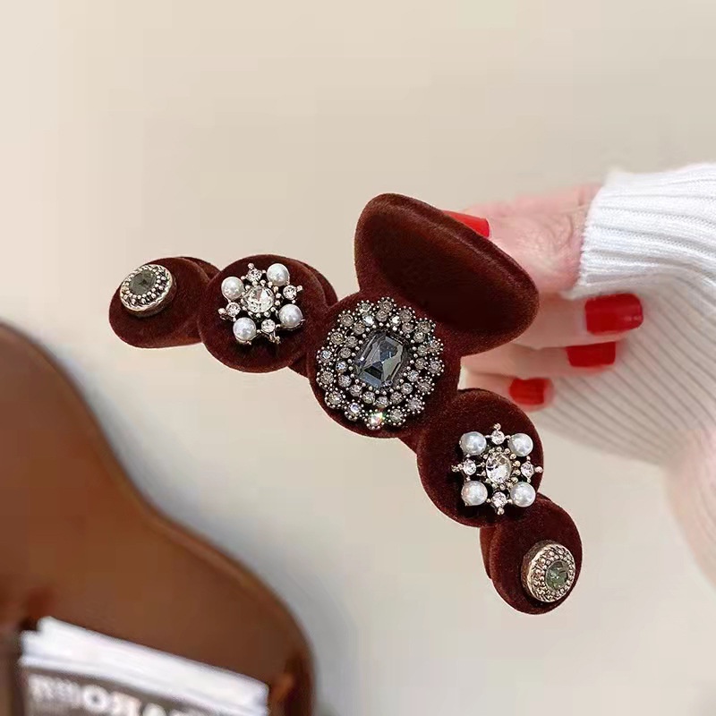 (0508) Cặp Tóc Hàn Quốc Nhung Đính Đá Ngọc