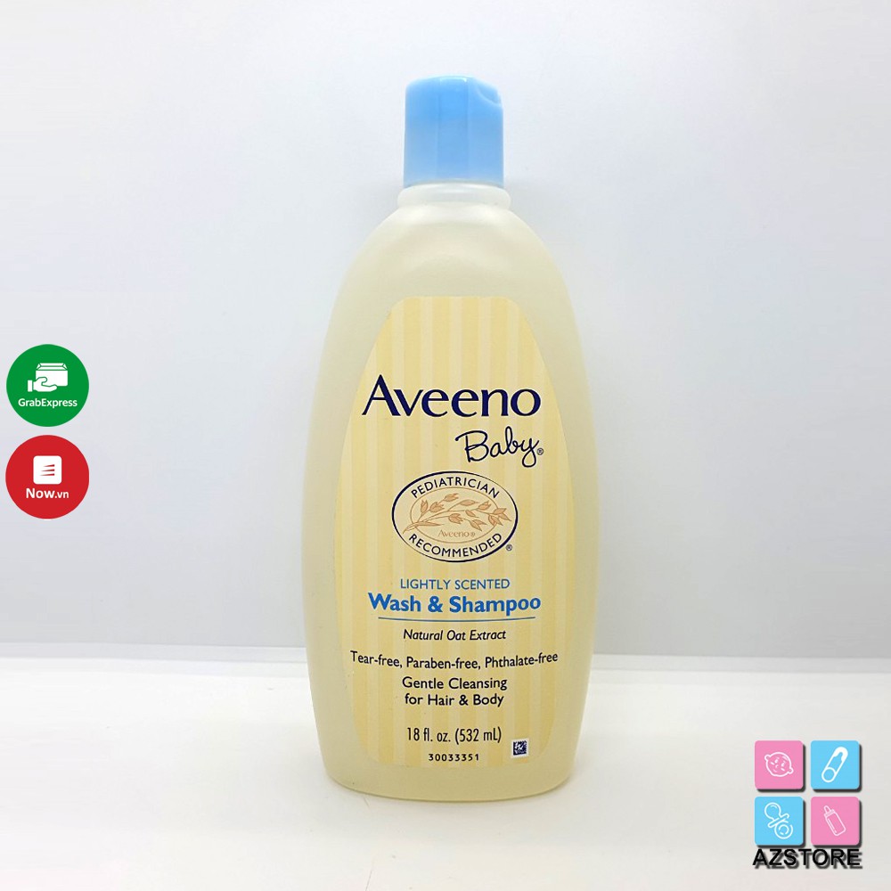 Sữa tắm gội yến mạch cho bé Aveeno Baby Wash &amp; Shampoo 532ml