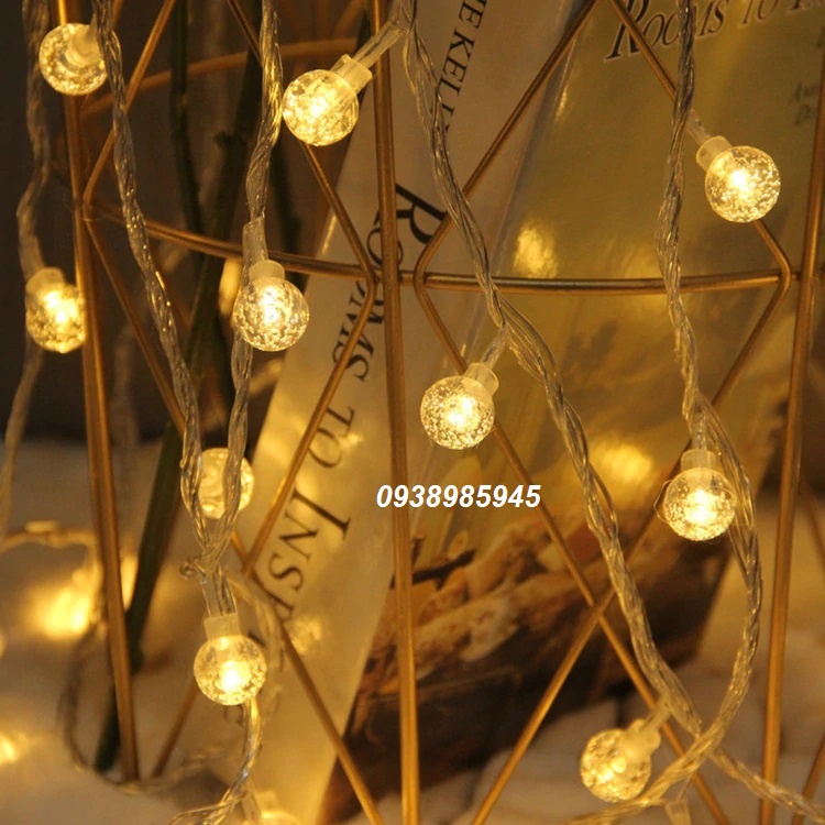 HCM 10M Dây Đèn Trang Trí Quả Châu Tròn Trong Suốt Có Bọt Nước Li Ti - Dây Đèn Led Cherry Ball Bọt Nước