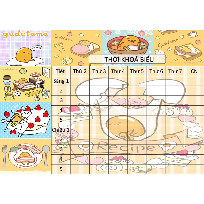 Thời Khoá Biểu trứng lười gudetama TKB41 khổ A5