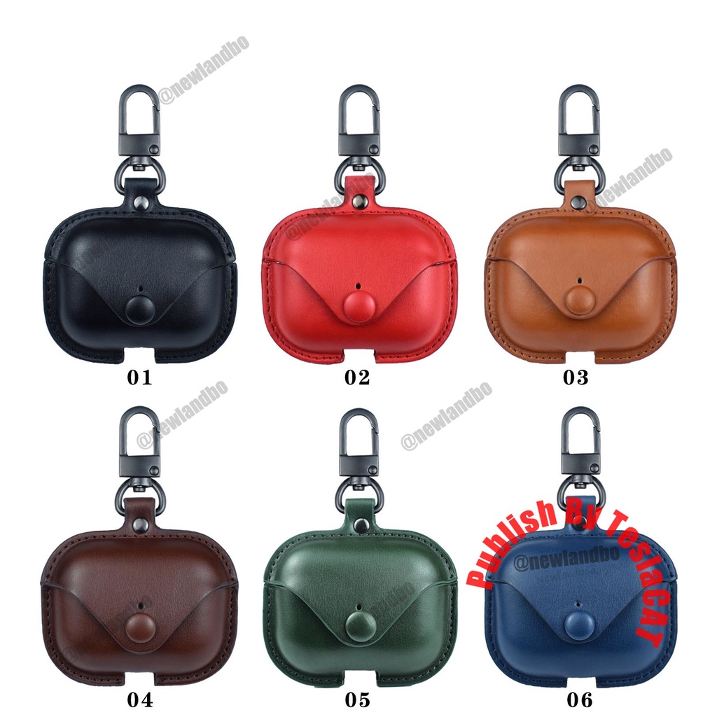 Vỏ Bảo Vệ Hộp Sạc Tai Nghe AirPods 2 3 4 Pro Bằng Da Chống Trầy Xước Màu Đỏ / Xanh Dương / Xanh Lá
