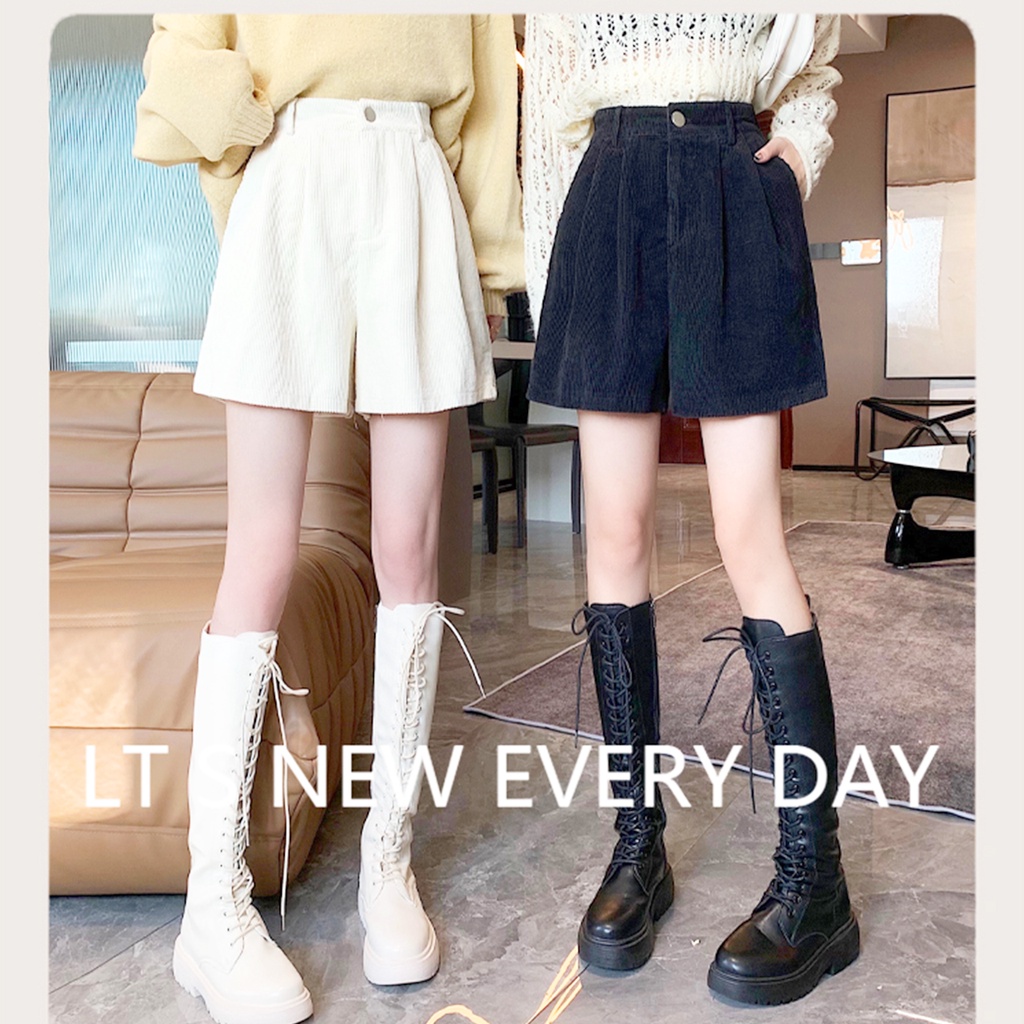 Quần short nữ THE MEI 1992 cao cấp - quần nhung tăm ống rộng mặc thoải mái mix đồ lên cực xinh