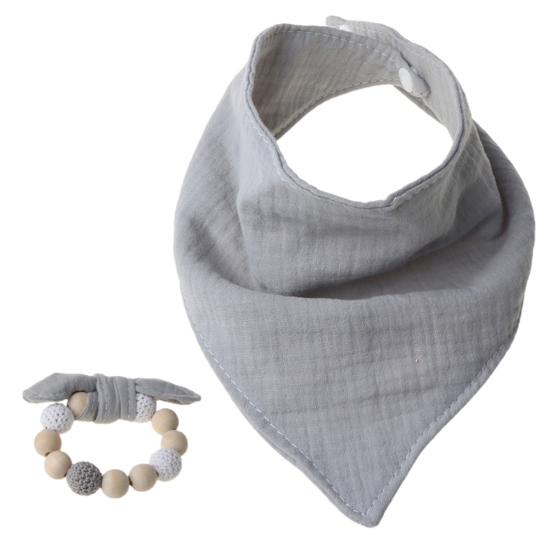 Set 2 Yếm Cotton Mềm Mại Hình Tam Giác Đeo Cổ Tay Cho Bé Gặm Nướu