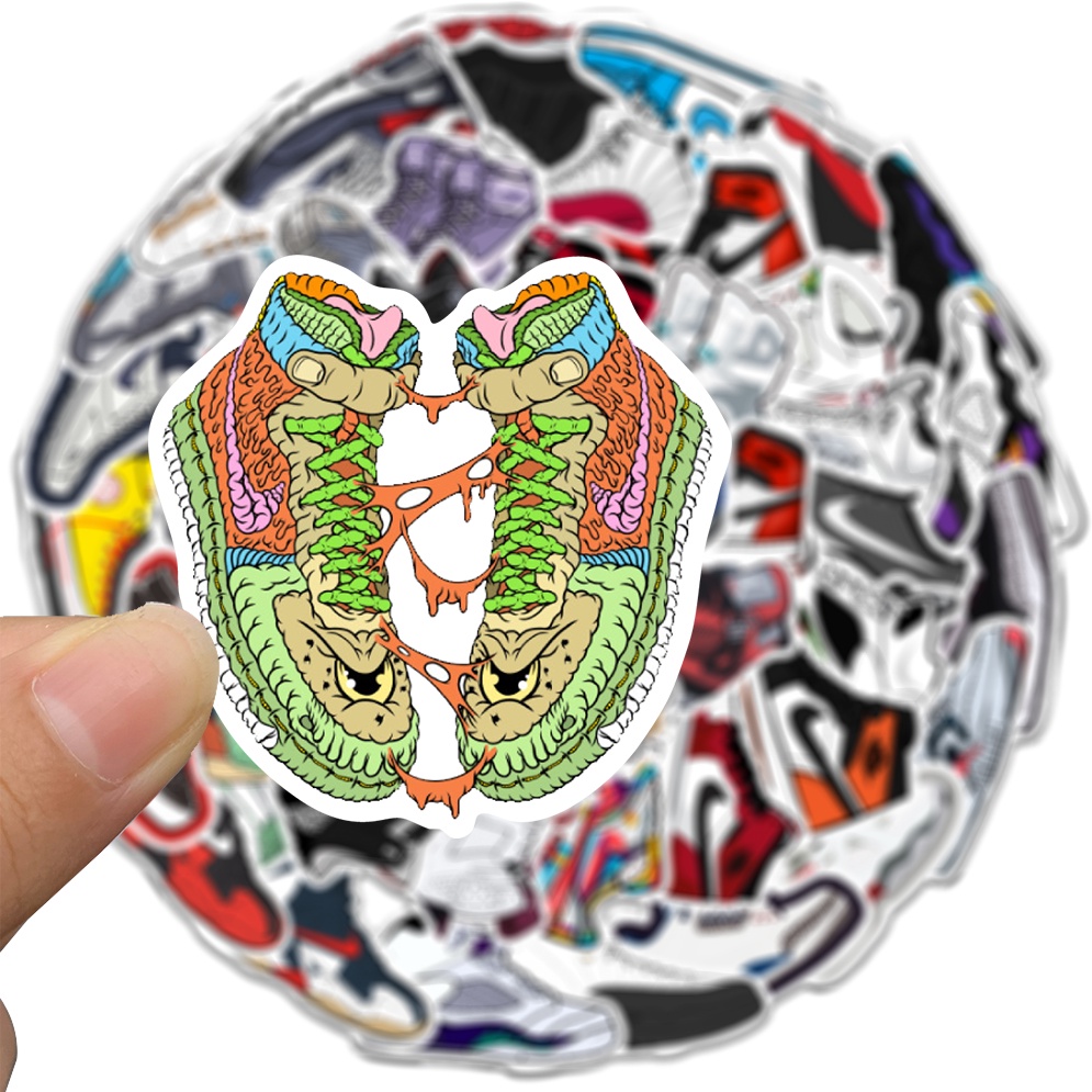 Bộ 10/50 Sticker Chống Thấm Nước Hình Đôi Giày, Chiếc Giày Dùng Trang Trí
