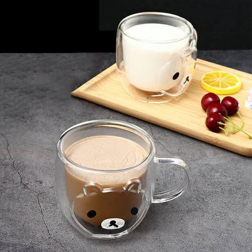Ly thuỷ tinh 2 lớp hình gấu đáng yêu