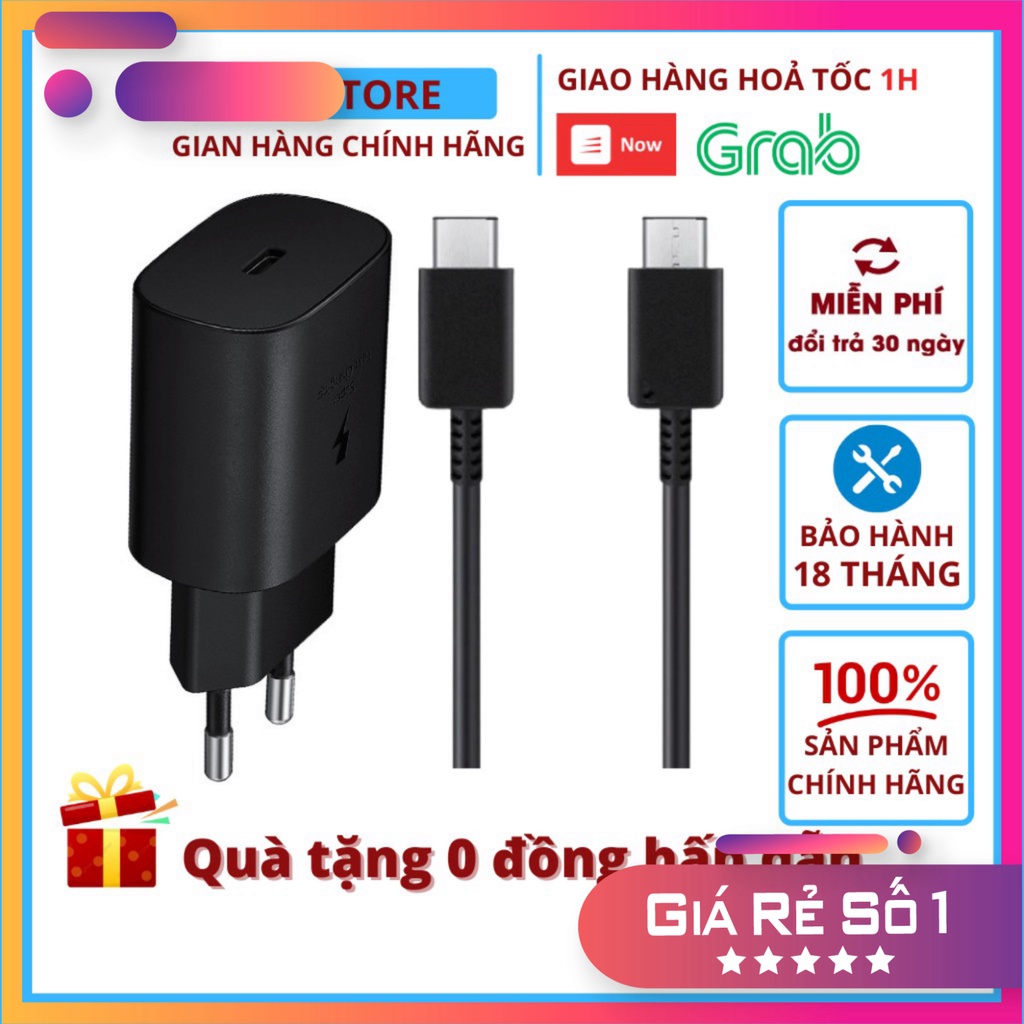 Bộ sạc nhanh Samsung 25W chính hãng Note 10 Note 20 A71, A70, A80, A90, S20, S20+, S20 Ultra