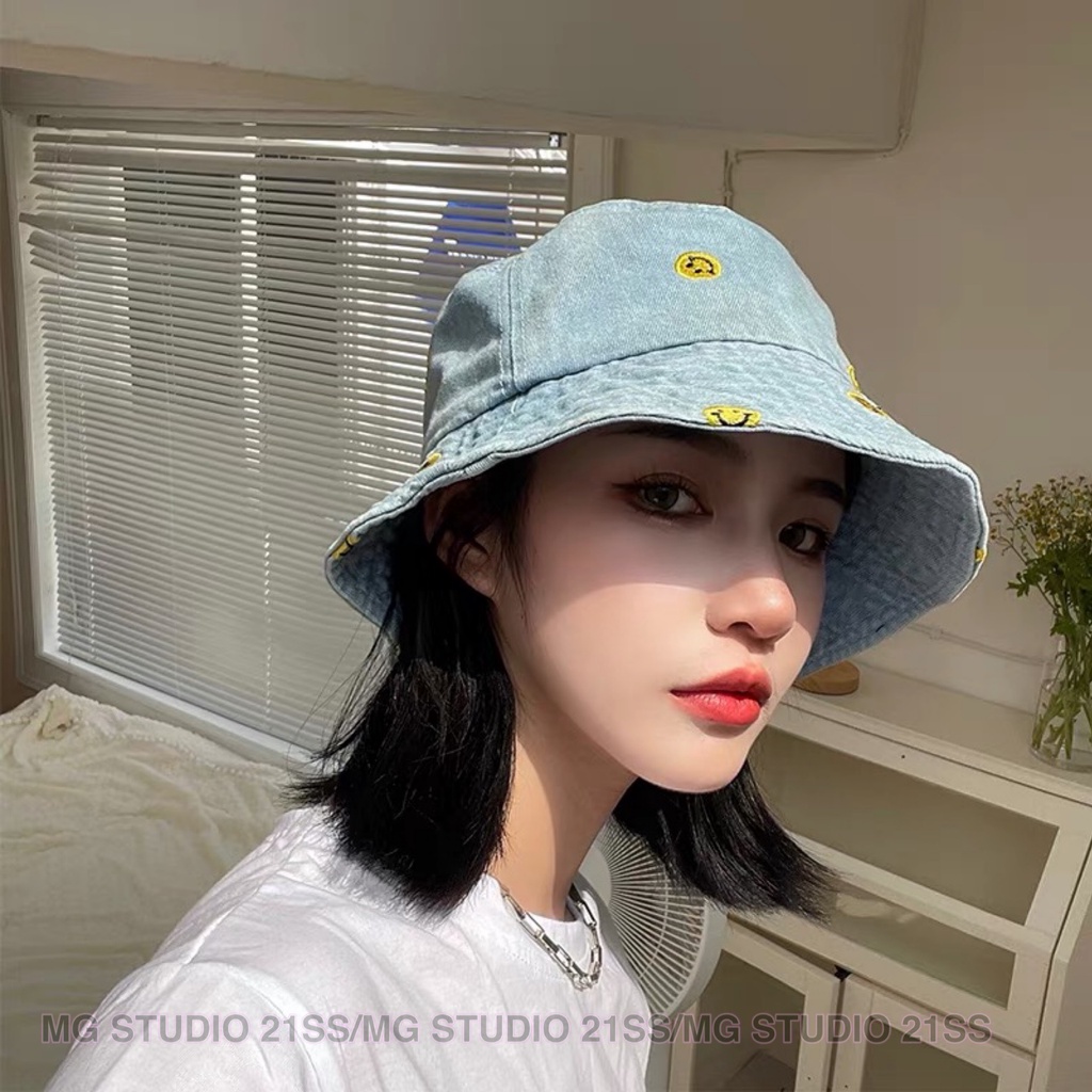 Mũ bucket MG STUDIO thêu họa tiết mặt cười