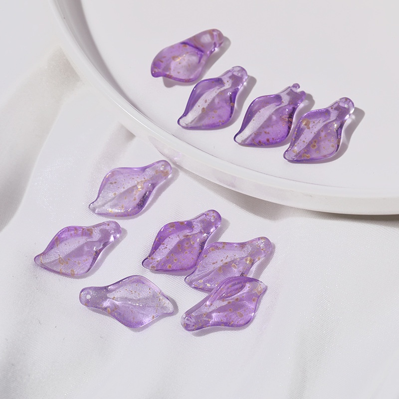 (1 cái)Cánh hoa lily thủy tinh 25*14mm, Nguyên liệu làm trang sức cổ trang, Nguyên liệu DIY