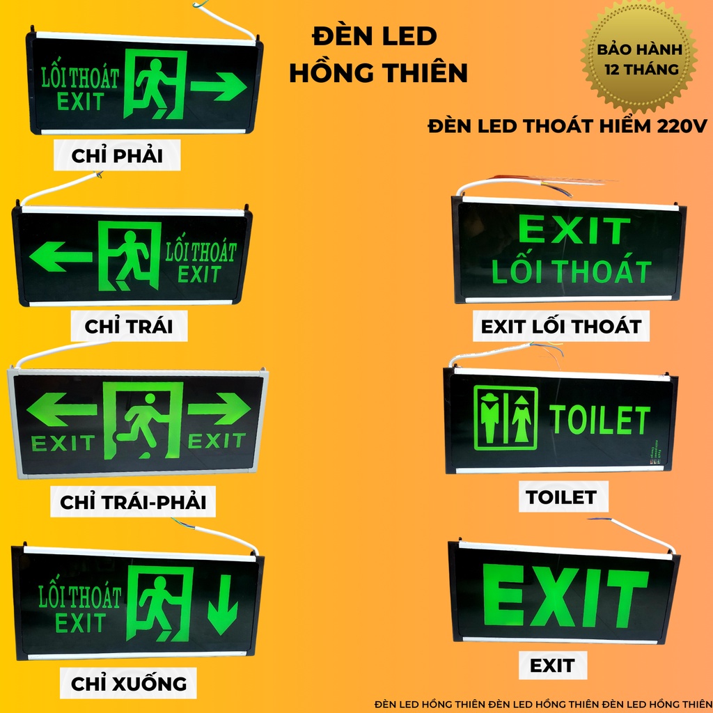 Đèn Exit, Đèn Thoát Hiểm, Chỉ Lối Thoát 2 Mặt