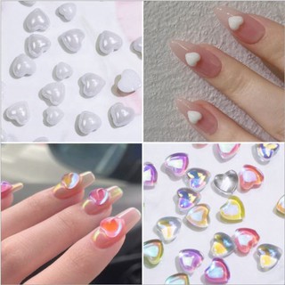 Charm nơ trái tim gắn móng mix màu làm nail