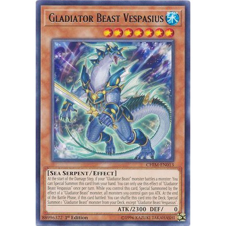 Thẻ bài Yugioh! Gladiator Beast Vespasius - CHIM-EN013 - Rare 1st Edition