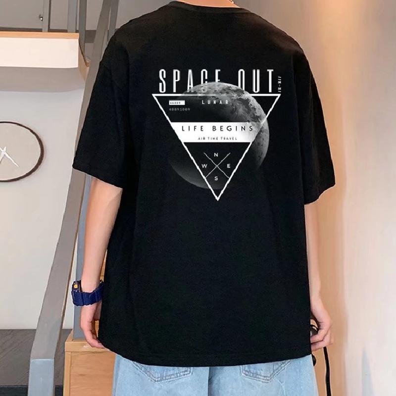 Áo Thun Tay Ngắn Cổ Tròn In Chữ Size M-5XL Thời Trang Hàn Quốc Cho Nam