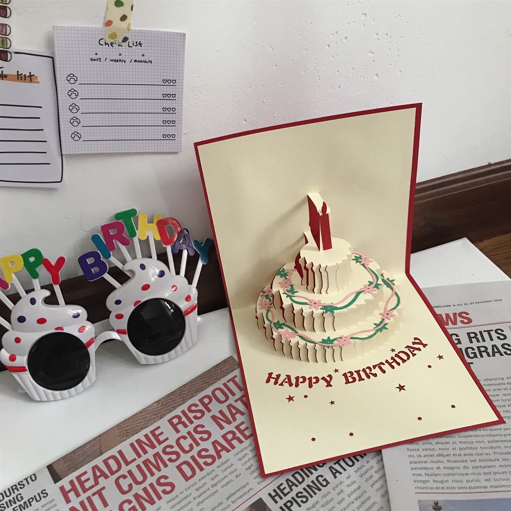 Thiệp mời hình bánh kem 3D sáng tạo dùng làm quà tặng