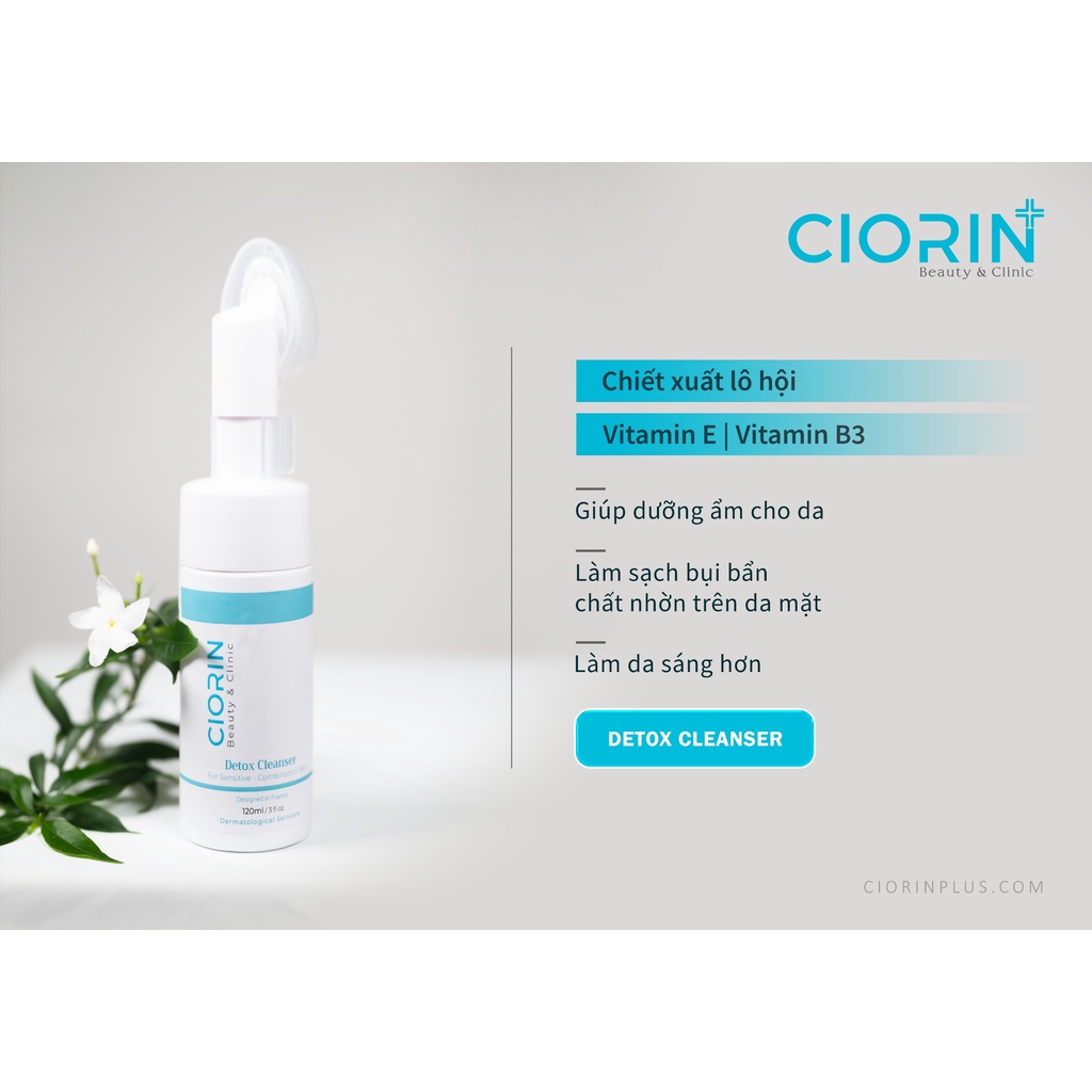 Sửa rữa mặt thải độc-CIORIN 120ml-Dịu nhẹ lành tính không gây khô da ( Có đầu Matxa)
