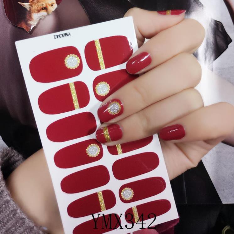 Dán nail sticker dán móng tay gồm 14 móng không thấm nước độ đàn hồi cao 342