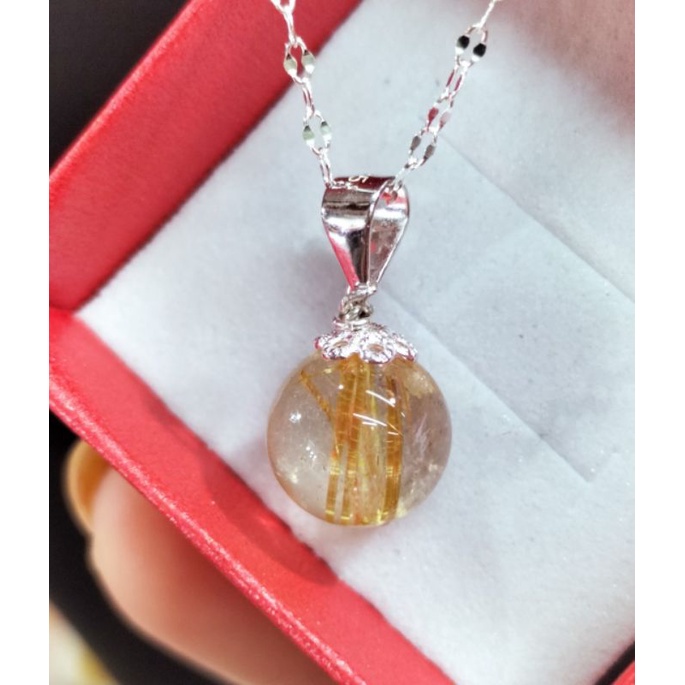 Dây chuyền bạc 925 mặt đá tóc vàng 10li bảo hành vĩnh viễn Thuylamshop