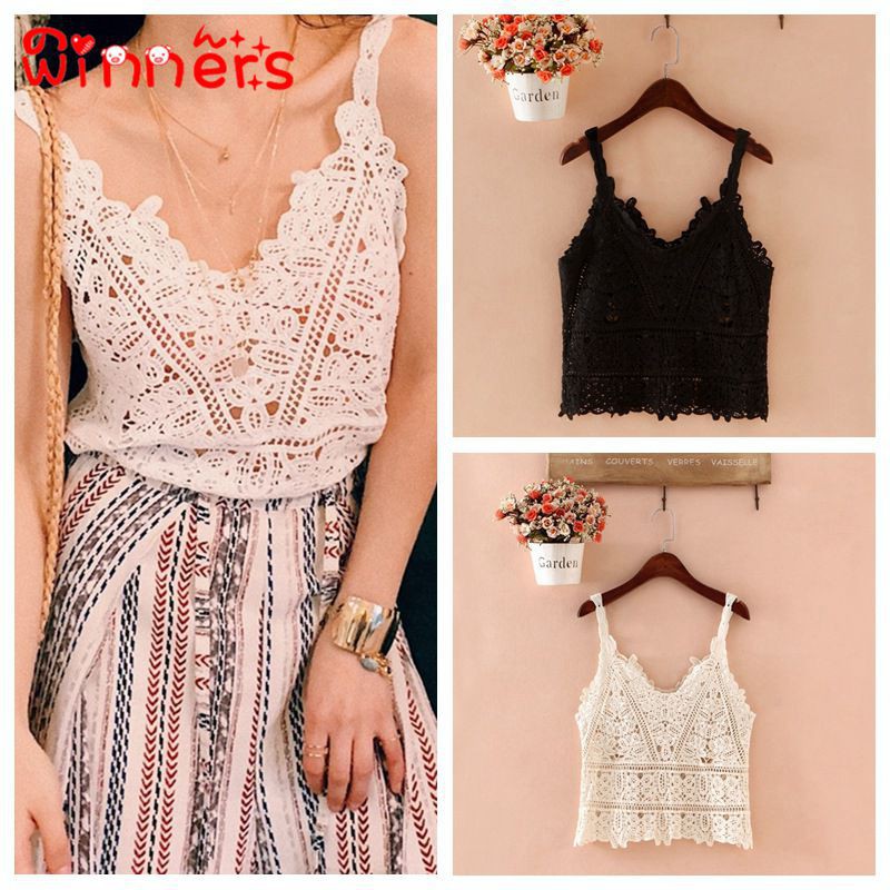  Women Summer Lace Crochet V Neck Hollow Out Camisole