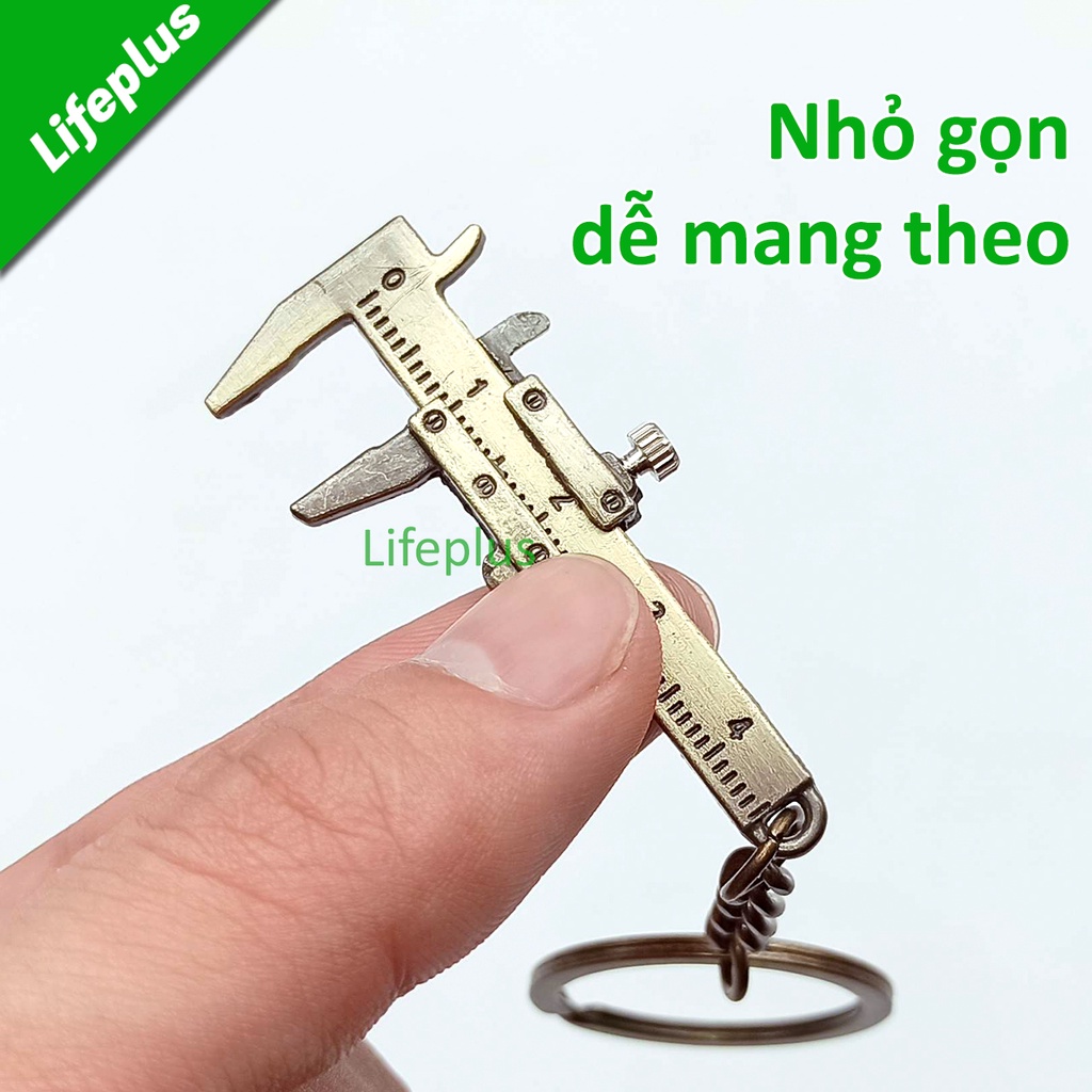 Thước kẹp móc khóa 40mm bằng hợp kim kẽm mạ màu đồng
