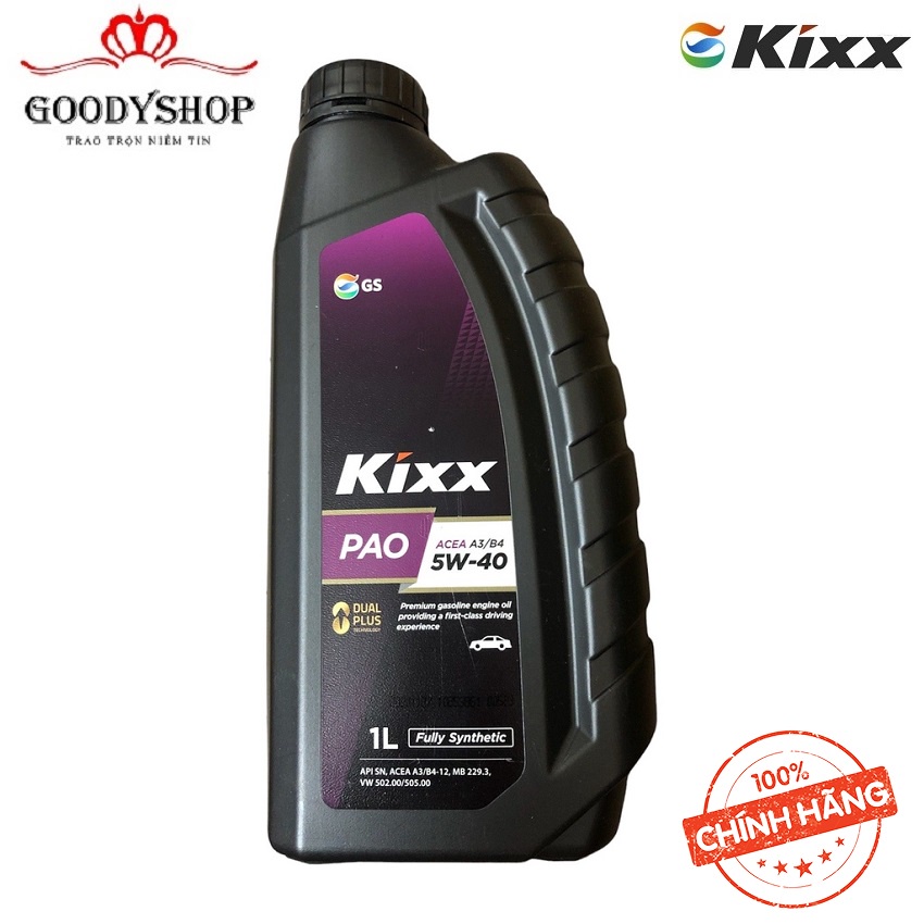 Nhớt Kixx PAO 5W40 A3/B4-1L Dầu gốc tổng hợp toàn phần có tính chất rất cao Goodyshop