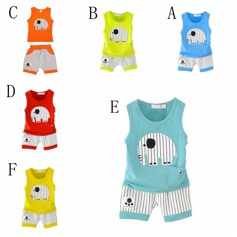 Bộ áo cotton sát nách + quần ngắn kẻ sọc cho bé trai ( 1-5 tuổi )