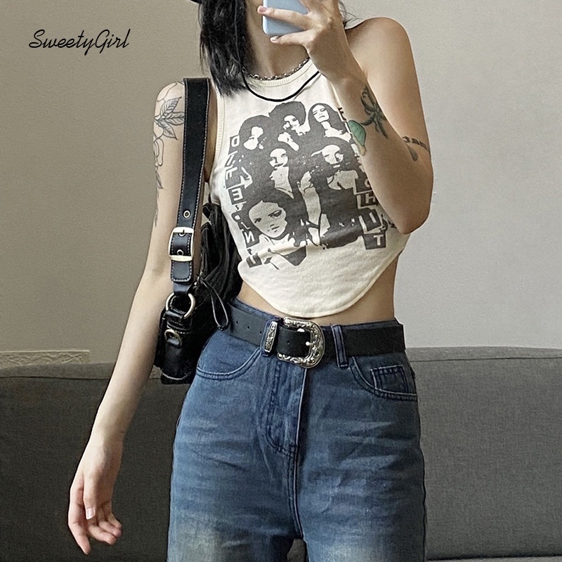 Áo Tank Top Cổ Tròn In Họa Tiết Hoạt Hình Thời Trang 2022 Cho Nữ