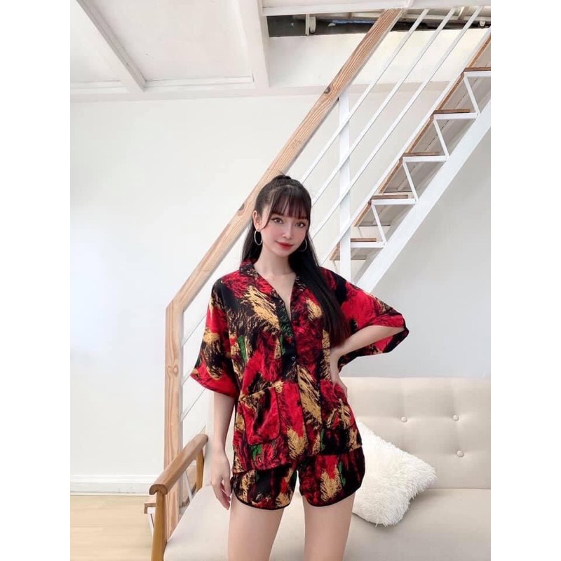 Pijama lụa đùi cánh dơi🌻đồ ngủ mặc nhà cao cấp🌻 sang chảnh | BigBuy360 - bigbuy360.vn