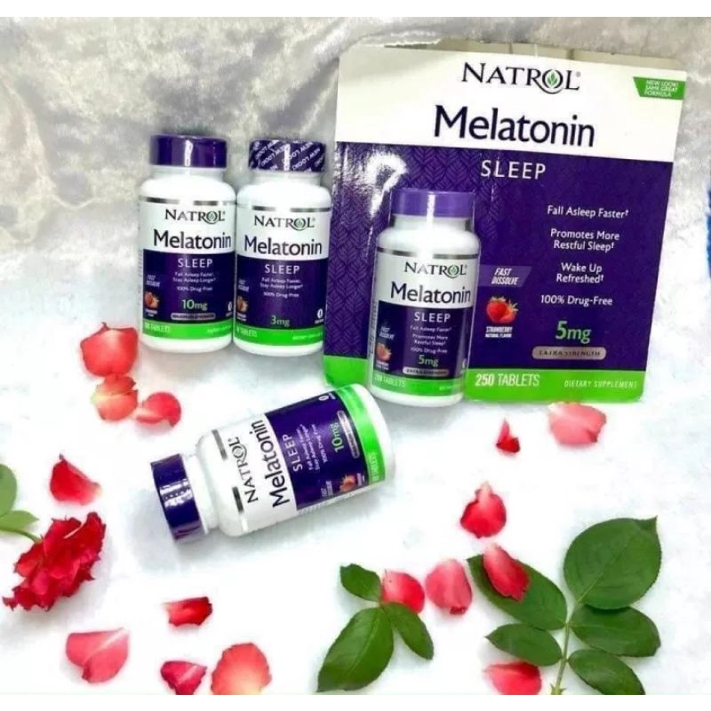 (Date 8/23) Viên ngậm nhai Natrol Melatonin Sleep Support 5mg Fast Dissolve 250 viên vị dâu của Mỹ