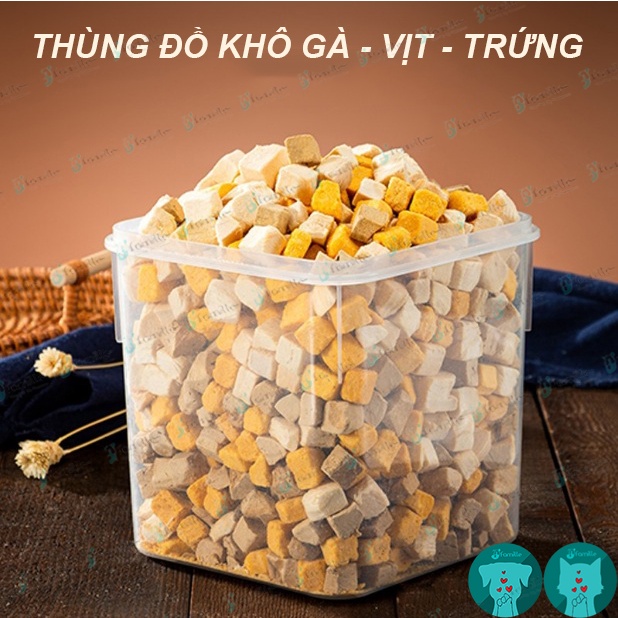 Thùng Đồ Khô Sấy Lạnh Cho Chó Mèo JFamille, Snack Ăn Kèm Giàu Dinh Dưỡng, Dễ Tiiêu Hóa, Lông Óng Mượt. JF184
