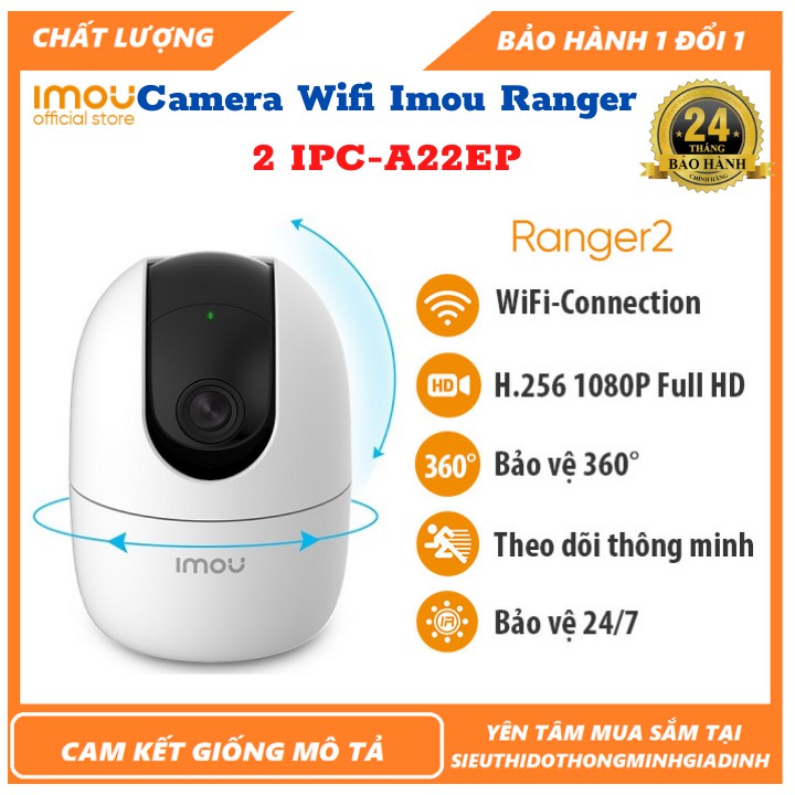 Camera Wifi - Camera Wifi Imou Ranger 2 IPC-A22EP 2.0Mpx-Full HD [Bảo Hành 2 Năm - 1 Đổi 1 Trong 10 Ngày]