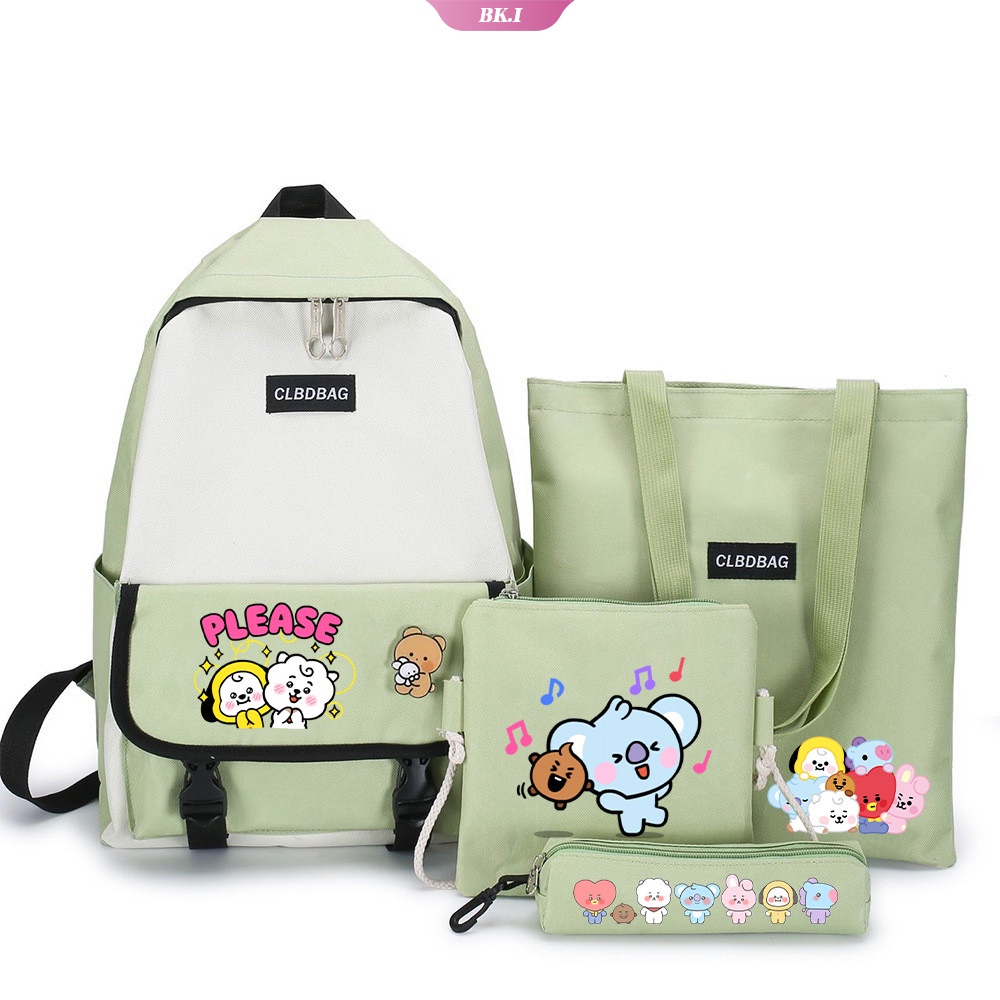 Ba Lô Canvas Đeo Vai Họa Tiết BTS Hoạt Hình Phong Cách Hàn Quốc Đáng Yêu BK2