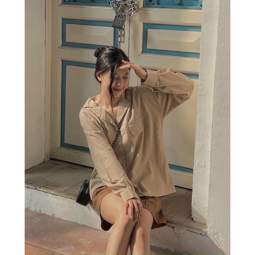 [ 𝐅𝐑𝐄𝐄 𝐒𝐇𝐈𝐏 ] SET SƠ MI NÂU TÂY DÀI TAY MIX QUẦN SHORT