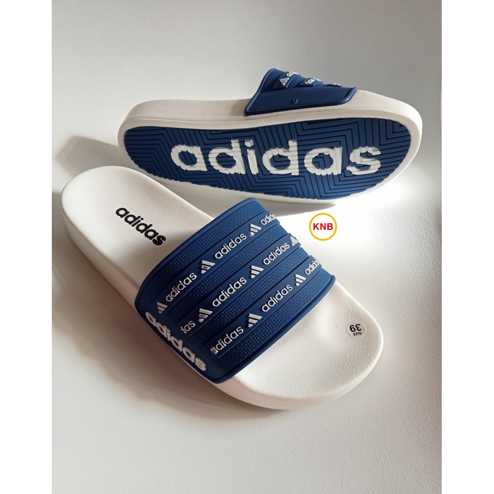 Dép Quai Ngang adidas Màu Trắng Quai Xanh ❤️FREESHIP+ Hộp❤️ Dép Quai Ngang Thể Thao Nam Nữ