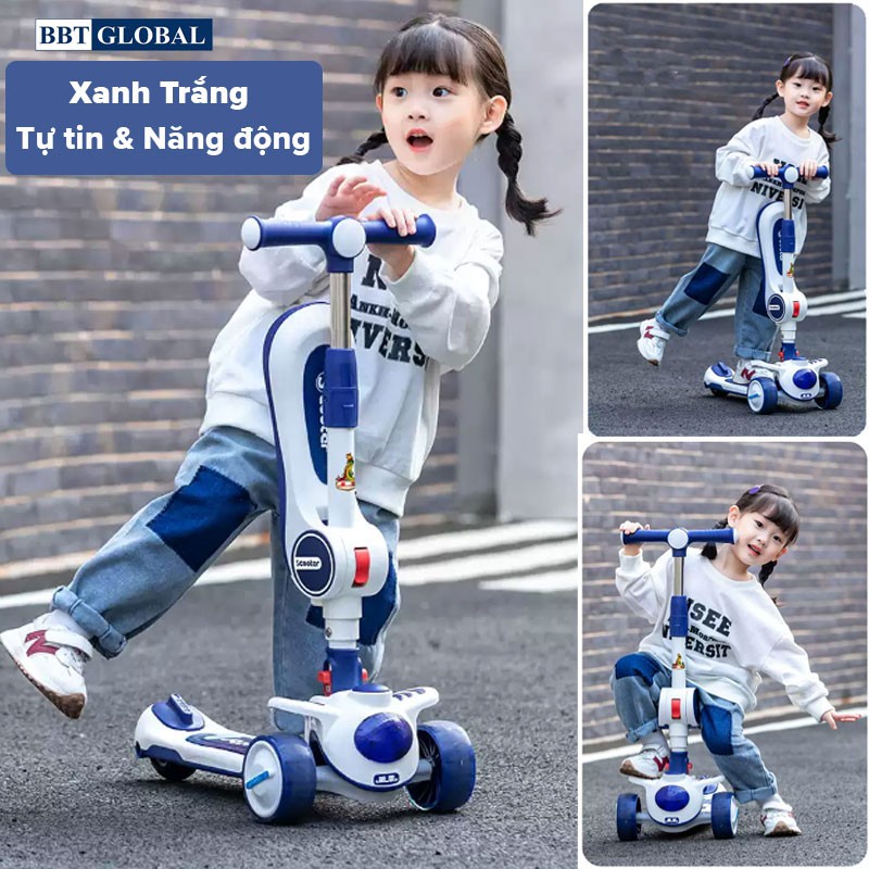 Xe trượt Scooter 2 trong 1 kết hợp chòi chân chính hãng BBT Global 3 bánh an toàn