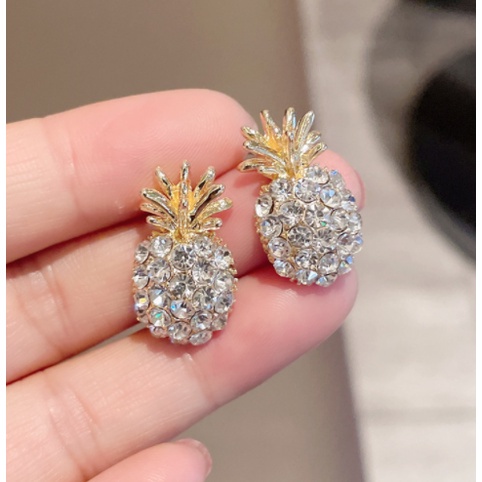 Khuyên tai hình trái tim đính kim cương giả thời trang Hàn Quốc mới cho nữ