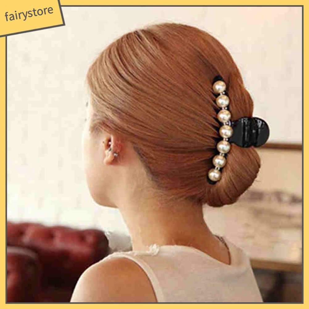 Kẹp tóc đính đá và ngọc trai giả thanh lịch dành cho nữ