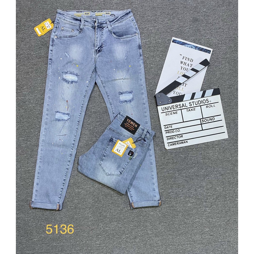 Quần Jean Nam ALLEN STORE Cao Cấp, Vải Cotton Co Giãn Mạnh, Dày Dặn,Phom Body AL6214