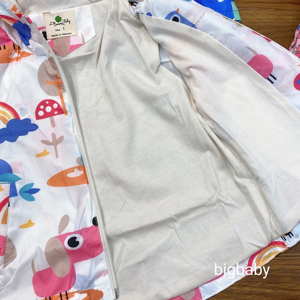 Áo khoác gió bé gái Bigbaby, chất dù có lót mỏng thoáng mát họa tiết dễ thương cho bé 1-10T