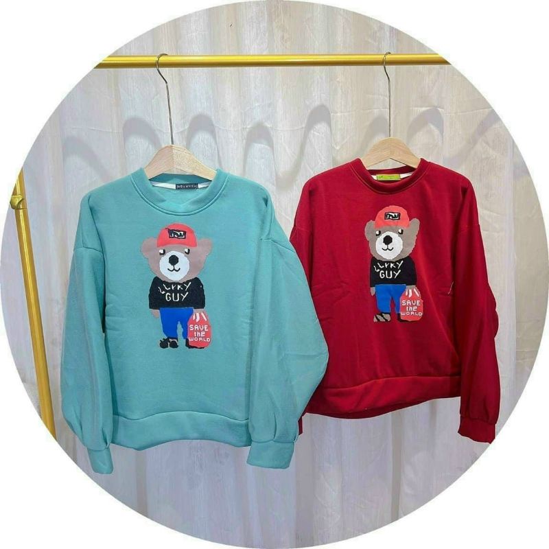 SWEATER NỈ NGOẠI UNISEX IN GẤU CUTE